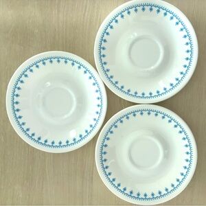 Set of 3 Corelle Livingware Snowflake Blue Garland Bread/Dessert Plates 6.75"